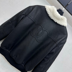 Leather-Collared Denim Shirt-Jacket