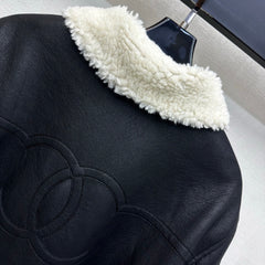 Leather-Collared Denim Shirt-Jacket