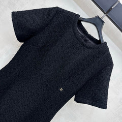 Metallic-Accented Tweed Dress