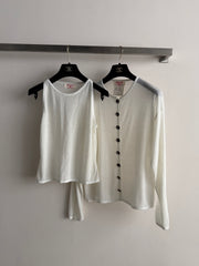 Long-sleeve knit cardigan + matching tank top