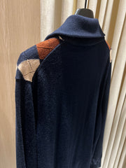 Argyle Wool Zip Cardigan