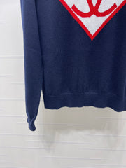 Diamond-Pattern Crew-Neck Long-Sleeve Sweater