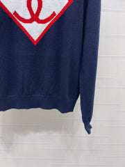 Diamond-Pattern Crew-Neck Long-Sleeve Sweater