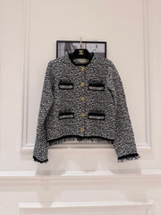 Off-White Mixed-Tone Tweed Cropped Jacket