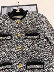 Off-White Mixed-Tone Tweed Cropped Jacket