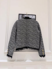 Off-White Mixed-Tone Tweed Cropped Jacket