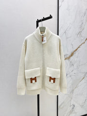 Wool-Blend Knit Cardigan with Pockets