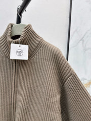 Wool-Blend Knit Cardigan with Pockets