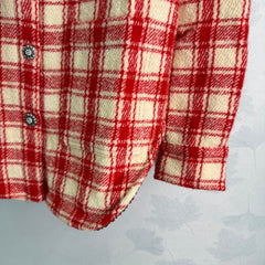 Red and White Check Wool-Blend Shirt Jacket