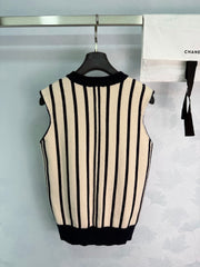 Vertical-Stripe Knit Vest