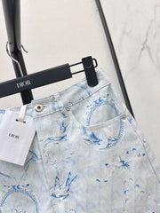 Floral Print Denim Shorts