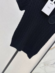 Short-sleeved knitted polo sweater