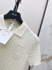 Short-sleeved knitted polo sweater