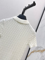 Short-sleeved knitted polo sweater