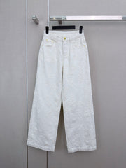 Jacquard wide-leg denim trousers