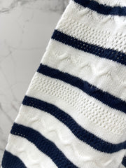 Striped Knit Top with a Sailor Collar