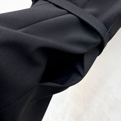 Fabric-Covered Button Metal Belt Dress
