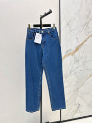 Embroidered-Pocket Jeans