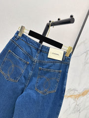 Embroidered-Pocket Jeans