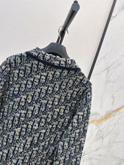 Jacquard-Knit Collared Cardigan