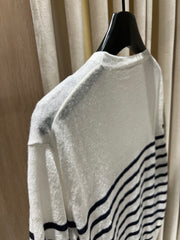 Striped Linen-Blend Knit Top