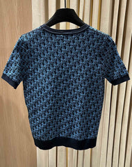 Jacquard Short-Sleeve Knit Top