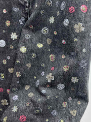 Painted-print wide-leg jeans