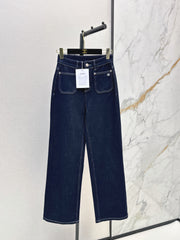 Vintage-wash straight-leg jeans