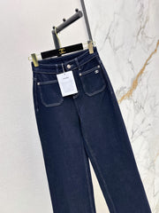 Vintage-wash straight-leg jeans