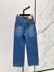 Vintage-wash straight-leg jeans