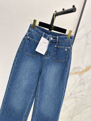Vintage-wash straight-leg jeans