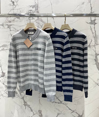 Vintage-Style Striped Wool Cardigan