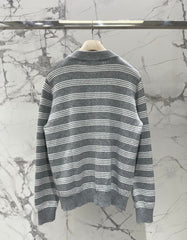 Vintage-Style Striped Wool Cardigan