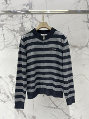 Vintage-Style Striped Wool Cardigan