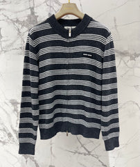 Vintage-Style Striped Wool Cardigan
