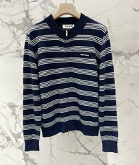 Vintage-Style Striped Wool Cardigan