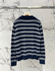 Vintage-Style Striped Wool Cardigan