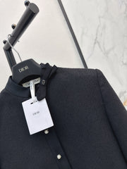 French-style stand-collar jacket with bow detail