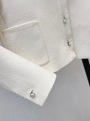 French-style stand-collar jacket with bow detail