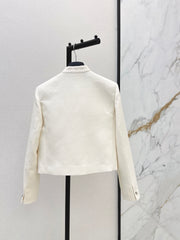French-style stand-collar jacket with bow detail
