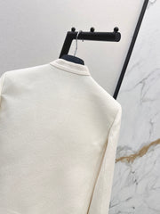 French-style stand-collar jacket with bow detail