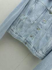 Embroidered Collar Denim Jacket