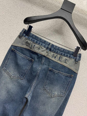 Jeans with Appliqué Embroidery at the Waist