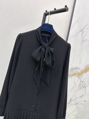 Black Tie-Front Dress