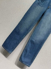 Denim Trousers with Embroidered Pocket Logo