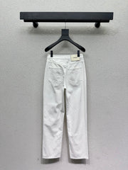 Denim Trousers with Embroidered Pocket Logo