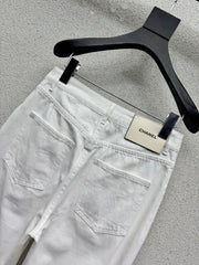 Denim Trousers with Embroidered Pocket Logo