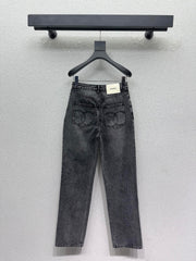 Denim Trousers with Embroidered Pocket Logo