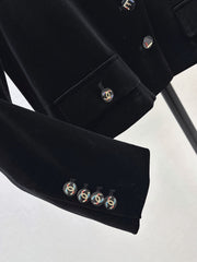Velvet Jacket with a Chic Small Stand Collar
