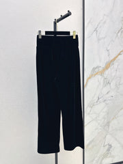 High-Waisted Straight-Leg Velvet Trousers